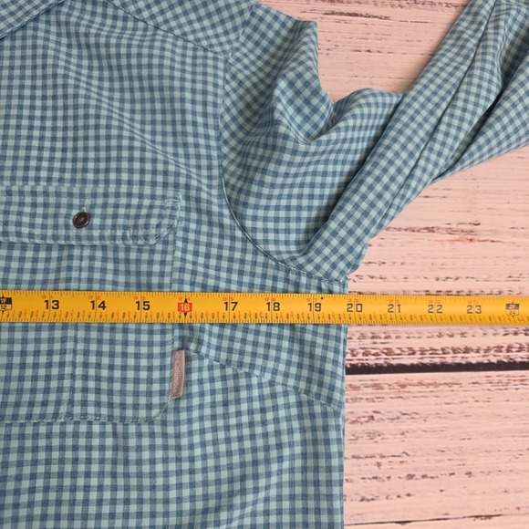 Columbia Bryce Canyon Stretch Long Sleeve Shirt Womens Medium Blue Gingham Check - Picture 7 of 10